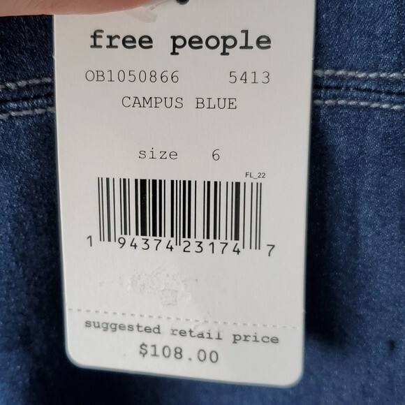 NWT FREE PEOPLE ALEX DENIM DRESS JUMPER SIZE 6 DARK WASH STRETCH STYLE F… - Picture 5 of 15